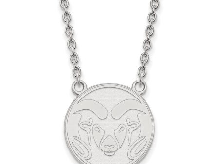 10k White Gold Colorado State Large Pendant Necklace For Cheap