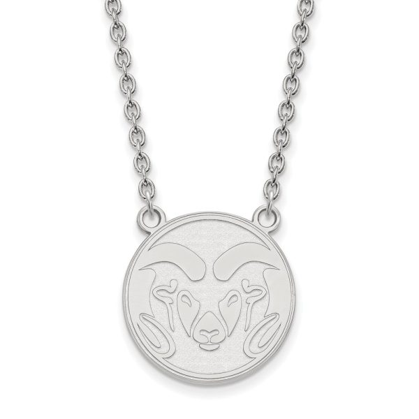 10k White Gold Colorado State Large Pendant Necklace For Cheap