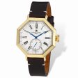 Charles Hubert Mens IP-plated Leather Band Octagonal Watch Fashion