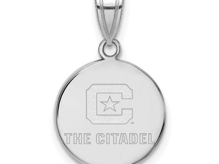 10K White Gold The Citadel Medium Logo Disc Pendant For Cheap