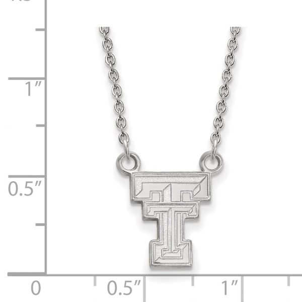 10k White Gold Texas Tech U Small  TT  Pendant Necklace For Discount