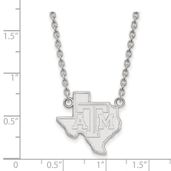 10k White Gold Texas A&M U Large State Pendant Necklace Fashion