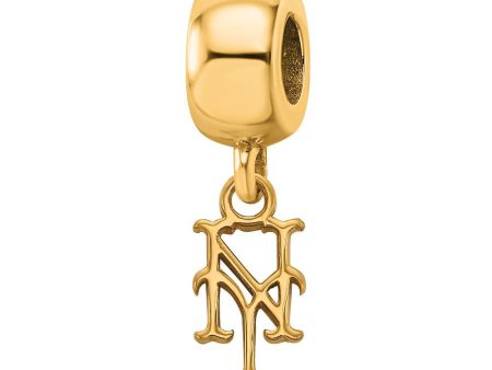 14K Yellow Gold Plated Sterling Silver MLB NY Mets XS Dangle Bead For Discount