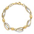 14k Two Tone Gold, Italian 7mm Link Chain Bracelet, 7 Inch Fashion