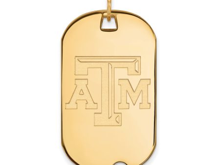 14k Gold Plated Silver Texas A&M U. Large Dog Tag Pendant For Discount