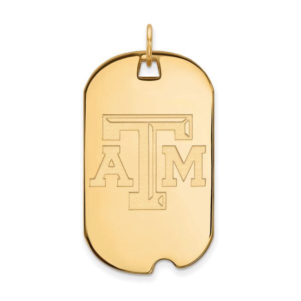 14k Gold Plated Silver Texas A&M U. Large Dog Tag Pendant For Discount