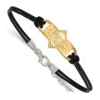 14K Yellow Gold Plated S.S. MLB Tampa Bay Rays Leather Bracelet, 7 In Online Hot Sale