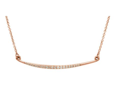 1 8 Ctw Diamond Curved Bar Necklace in 14k Rose Gold, 16 Inch Online Hot Sale