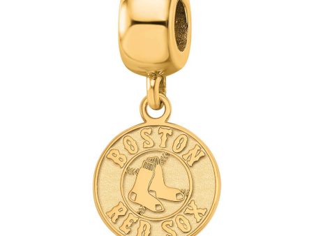 14K Yellow Gold Plated Sterling Silver MLB Red Sox SM Disc Dangle Bead For Discount