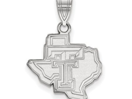 14k White Gold Texas Tech U. Medium Logo Pendant For Cheap