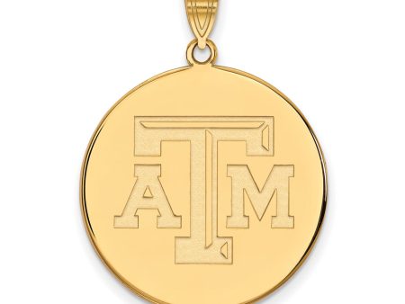 14k Gold Plated Silver Texas A&M U. XL Disc Pendant Online Sale