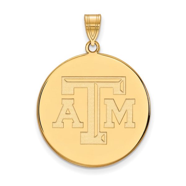 14k Gold Plated Silver Texas A&M U. XL Disc Pendant Online Sale