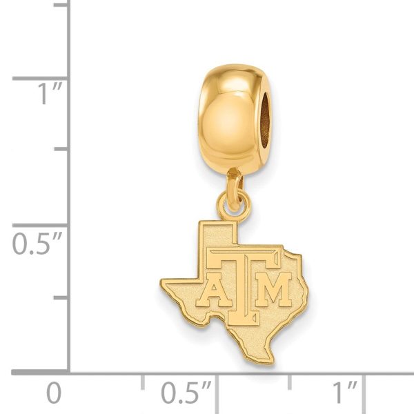 14k Gold Plated Silver Texas A&M University Sm Dangle Bead Charm on Sale