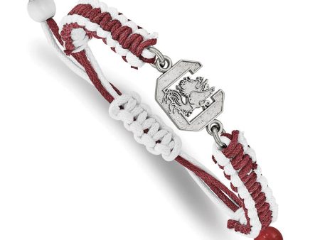 Stainless Steel U. of South Carolina Red Nylon Cord Bracelet, 9 Inch Fashion