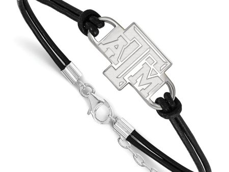 Sterling Silver Texas A&M University Sm Leather Bracelet, 7 Inch Sale