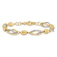 14k Two Tone Gold, Italian 7mm Link Chain Bracelet, 7 Inch Fashion