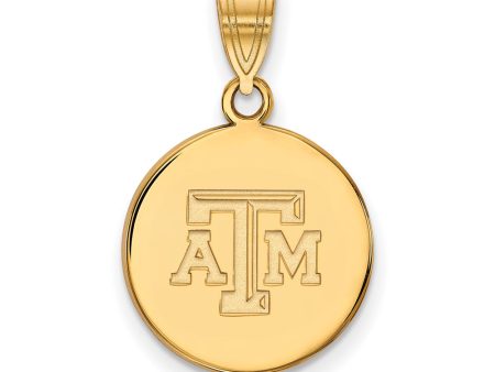 10k Yellow Gold Texas A&M U. Medium Disc Pendant Hot on Sale