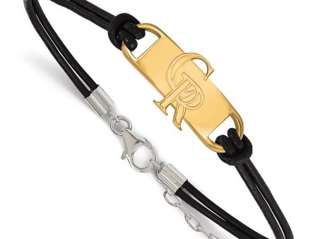 14K Yellow Gold Plated S.S. MLB Colorado Rockies Leather Bracelet 7 In Sale