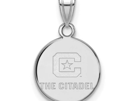 10K White Gold The Citadel Small Logo Disc Pendant Hot on Sale