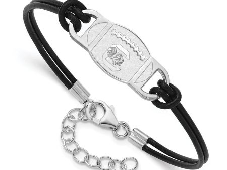 Sterling Silver Rhodium Plated South Carolina Leather Bracelet, 8.5 In Fashion