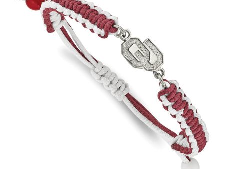 Stainless Steel U. of Oklahoma Adjustable Nylon Cord Bracelet, 9 Inch Online Sale