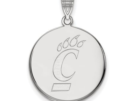 10k White Gold U of Cincinnati Large Logo Disc Pendant For Cheap