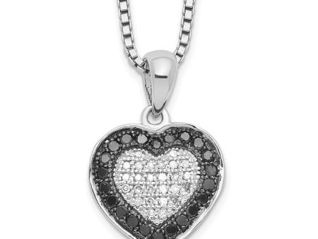 1 4 Ctw White & Black Diamond 13mm Heart Necklace in Sterling Silver Fashion